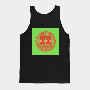 Double Happiness Vivid Lime Green with Red Symbol - Happy Hong Kong Tank Top